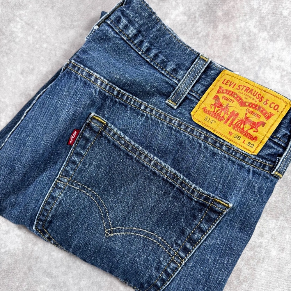 Levis 514 Straight Fit Mens Jeans Blue Medium Wash Denim W38 L32